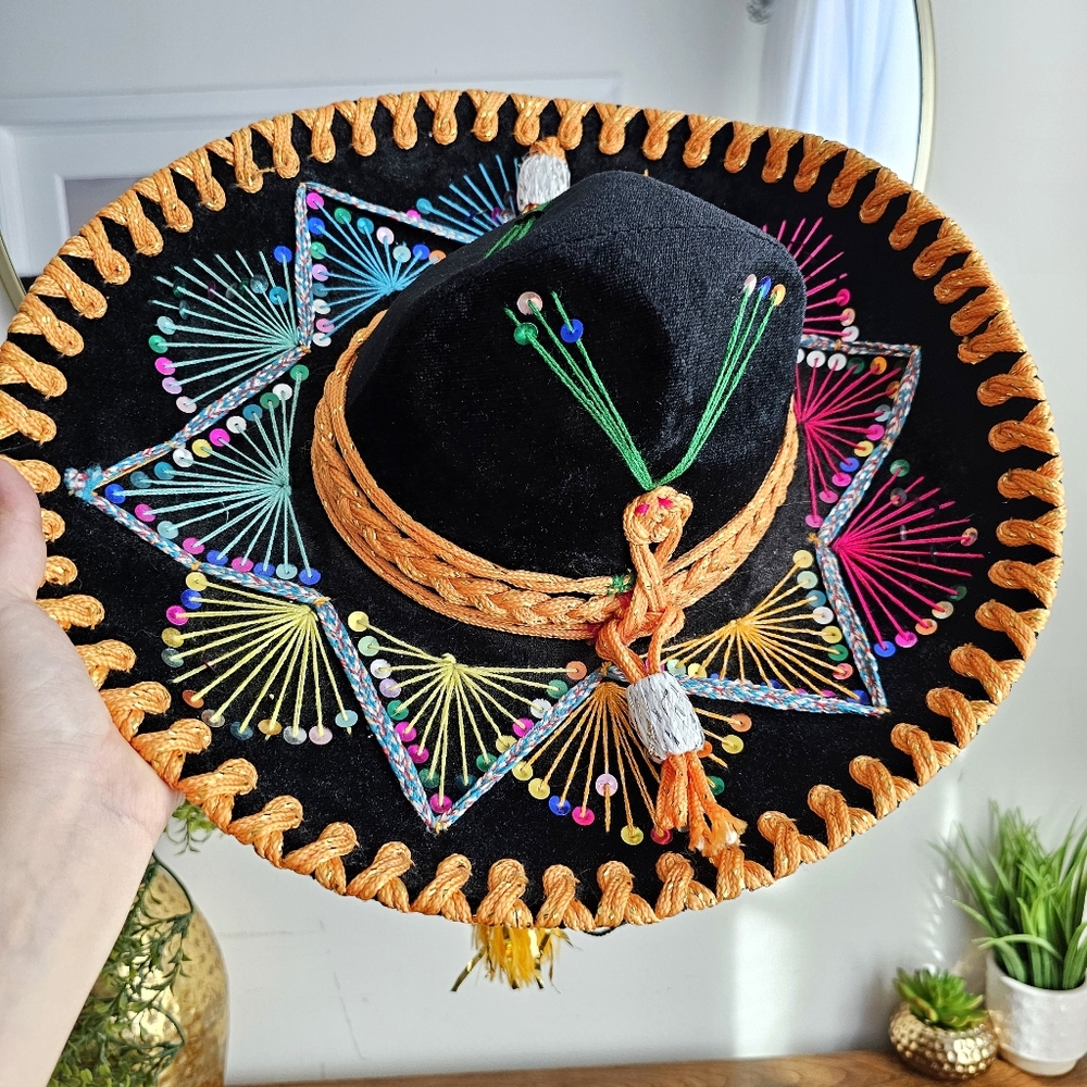 Handcrafted Sombrero Selene Calidad Mexican Mariachi Multicolor Children's Hat - Picture 12 of 16